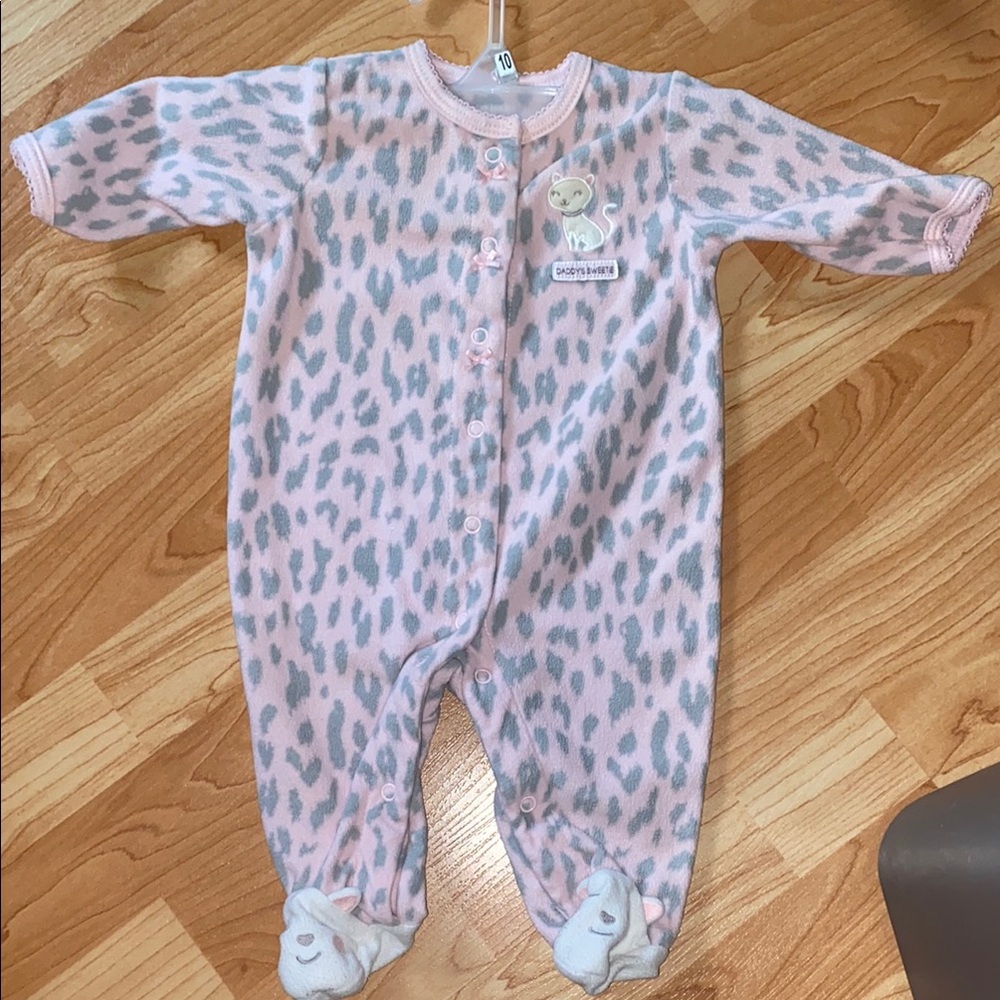 Carter's Pink and Gray Footies Cozy One Piece